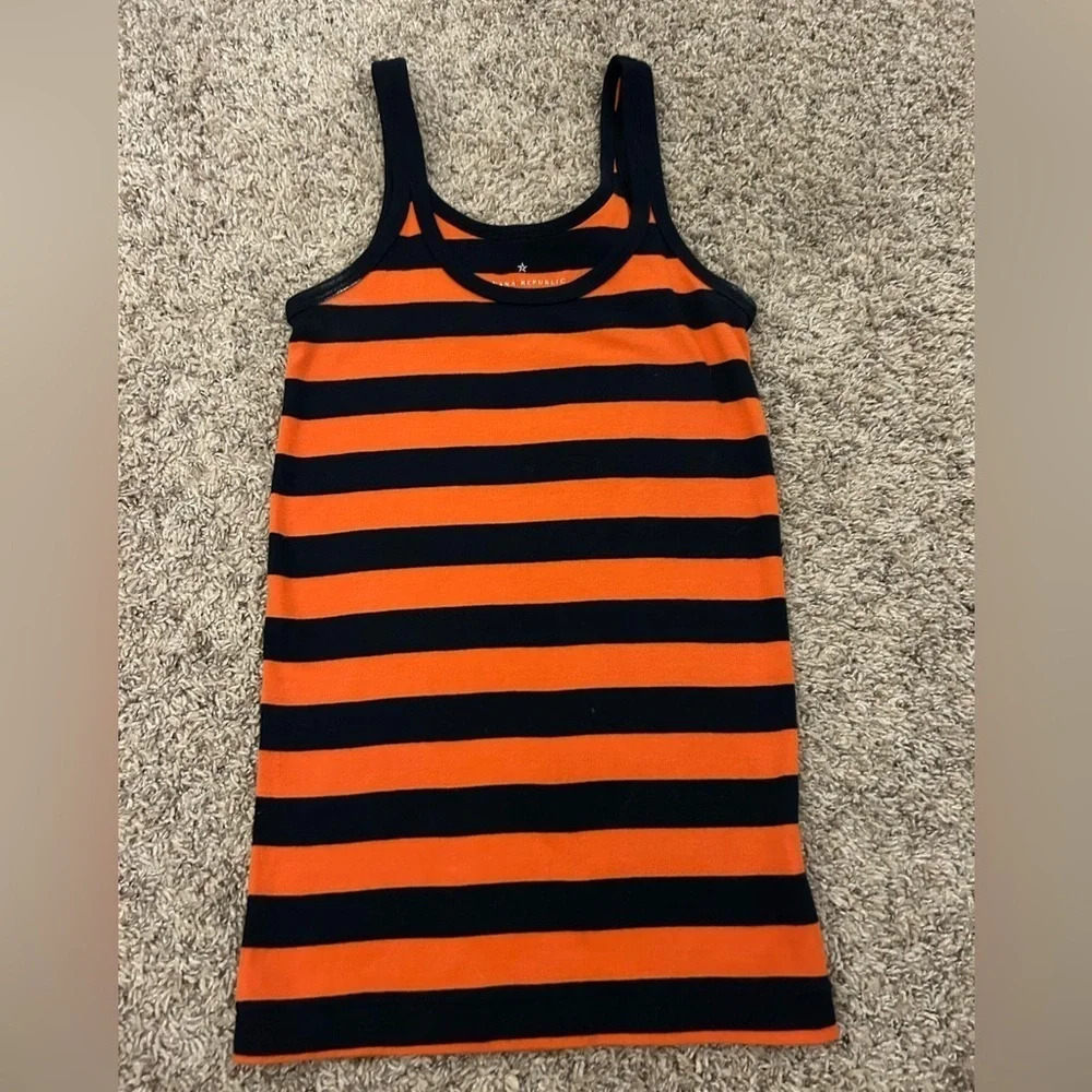 Orange and navy stripe tank top